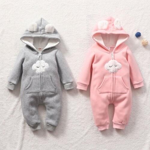 Newborn Overall Infant Baby Girl Winter Warm Thick Romper Jumpsuit Hooded Coats Outfits 0-24m Baby Clothes Tenue Noel Bebe Fille