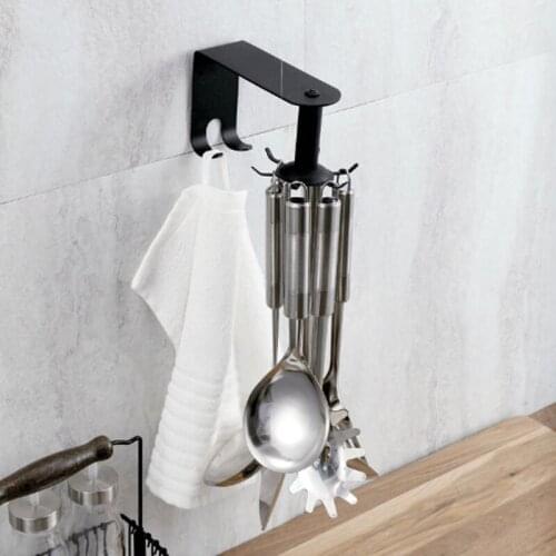 Kitchen Shelves Stainless Steel Free Punch Rotating Hook Kitchen Shovel Spoon Household Multifunctional Bathroom Storage Rack