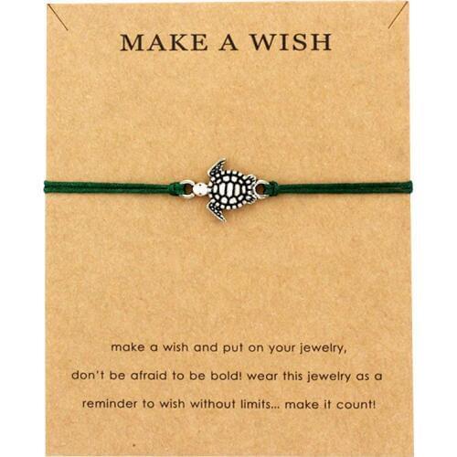 Hot Sale Summer Style Adjustable Love Jewelry Make a Wish Silver Turtle Tortoise Sea Turtles Charm Women Men Bracelets for Women