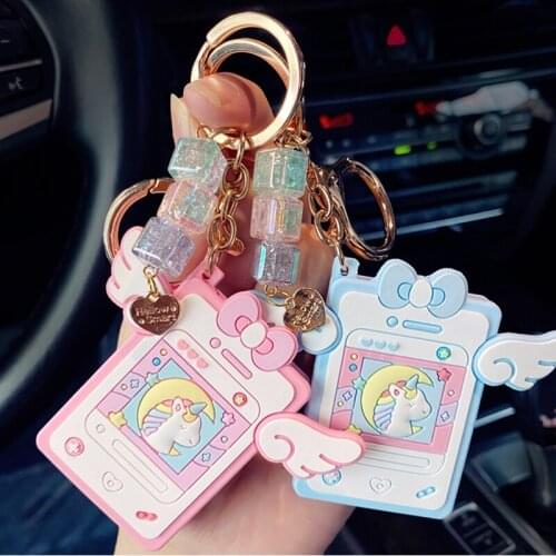 Fashion Cute Unicorn Keyring Anime Rainbow PVC Animal Unicorn Notebook Keychains for Men Women Bag Ornament Keyfob