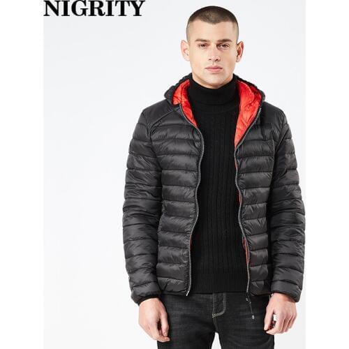 NIGRITY men down jacket casual fashion winter jacket for men Hooded windbreaker keep warm coat male outwear size S-XXL