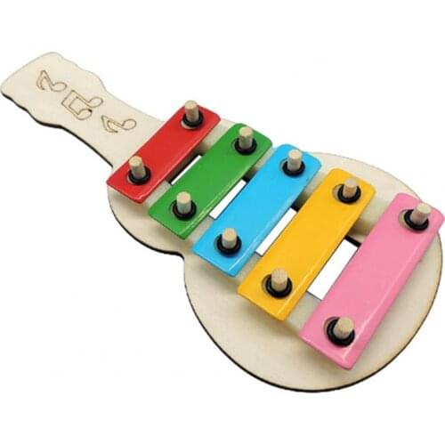 Musical Toys Guitar Shape Well-tuned Wood Children Musical Instrument Handmade Material Package DIY Assembly Toy for Kids