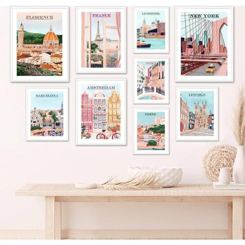 Paris Barcelona Liverpool New York Venice Wall Art Canvas Painting Nordic Posters And Prints Wall Pictures For Living Room Decor