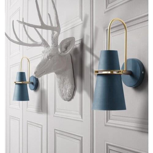 Nordic wall lamp modern minimalist personality creative LED study room living room bedroom bedside lamps Trombone