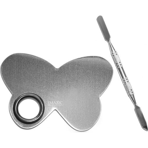 Wholesale Makeup Palette Tray Anti-Slip Ergonomics Handle Easy to Clean Stainless Steel Makeup Mixing Color Palette Tools