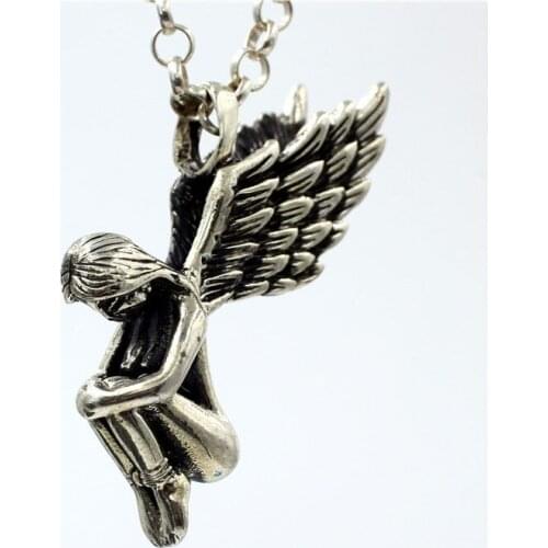 Real s925 pure silver fashion jewelry carved angel sweater chain pendant for men and women Thai silver men and women pendant