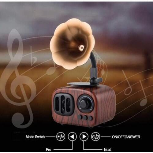 Portable Bluetooth Speaker, Retro Wireless Speaker Stereo Speaker with HD Audio and Enhanced Bass, Built-in Rechargeable Battery