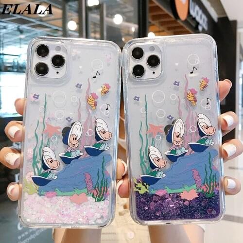 Lovely Quicksand Case for iPhone 12 mini 11 Pro Max XR XS X 7 8Plus SE 2020 Glitter Bling Coque Durable Shockproof Cartoon Cover