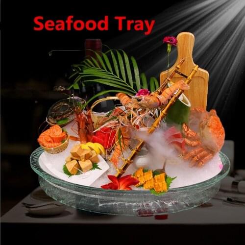 Transparent Acrylic sashimi ice tray Japanese Korean sushi fruit plate seafood sashimi platter dry tray salmon seafood tool