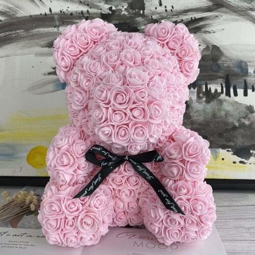 Dropshipping 40cm Teddy Bear of Rose Artificial Flowers PE Rose Bear for Women Valentines Wedding Christmas Gift Box Home Decor