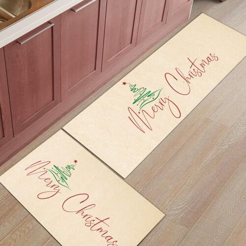 Christmas Retro Minimalism Kitchen Mat Entrance Doormat Christmas Home Decoration Living Room Carpet Bathroom Anti-slip Rug