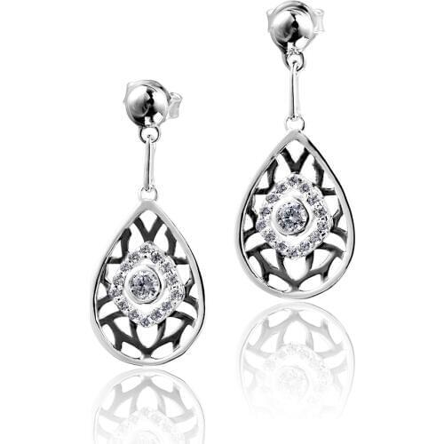 DORMITH real 925 sterling silver earrings 3A cubic zirconia earrings Water drop earrings for women jewelry earrings
