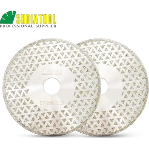 SHDIATOOL 2pk 5" Electroplated diamond cutting & grinding disc Bore 22.23 Diameter 125MM for marble granite tile ceramic
