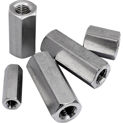 50pcs/lot Stainless steel hex long nuts thick nut coupling nuts M3 M4 M5 M6