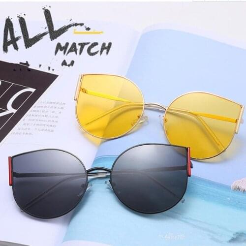 KAPELUS Fashion net red V sunglasses metal cat eye sunglasses gm sunglasses Brown brown sunglasses