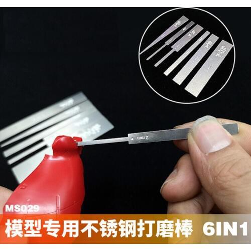 Model Making Tools Detail Transformation Stainless Steel Grinding Rod 6in1 Grinding Strip