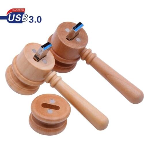 Usb 3.0 Wooden Judge Hammer USB Flash Drive Pendrive 4GB 8GB 16GB 32GB 64GB pen drive Usb Memory Stick Creative Gift flash disk
