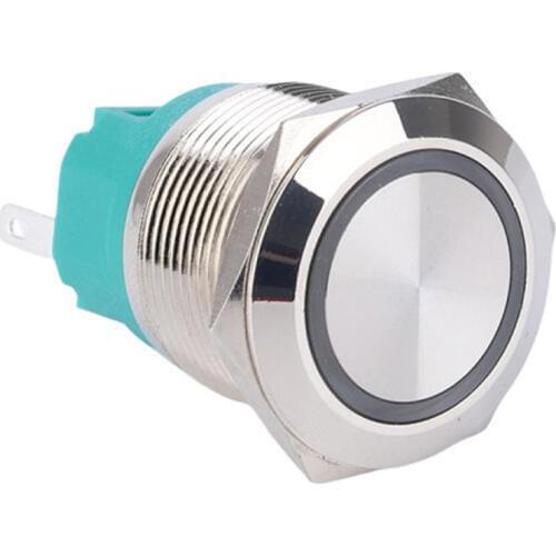 22mm Waterproof Push Button Switch Metal LED Light Stainless Steel 5 Pin