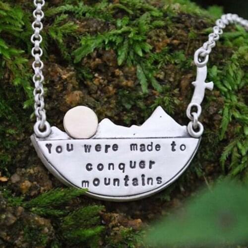 You Were Made To Conquer Mountains Pendant Necklace Motivational Jewelry Encouraging Gift