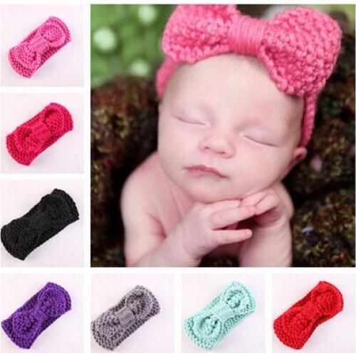 2016 New 10pcs/lot Bowknot Crochet Knit Knitted Headwrap Headband Ear Warmer Hair Muffs Band Winter Baby Headband Hairbands