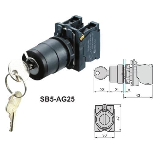 XB5-AG25 Waterproof Key Switch Selector Switch 2/3 Position Push Button Switch XB5-AG25 XB5-AG73 XB5-AG13 XB5-AG83 XB5-AG71