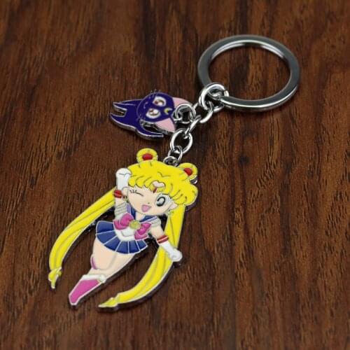Japanese Enamel Anime Cartoon Keychain Character Cute Pendant Keyrings Fashion Women Key Chain Jewely