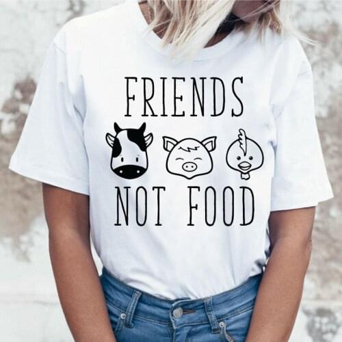 Women Tshirt Harajuku Ullzang cow printing T-shirt Femme Friends Not Food T-shirt Vintage Tshirt Tee Gift for Vegan Shirt