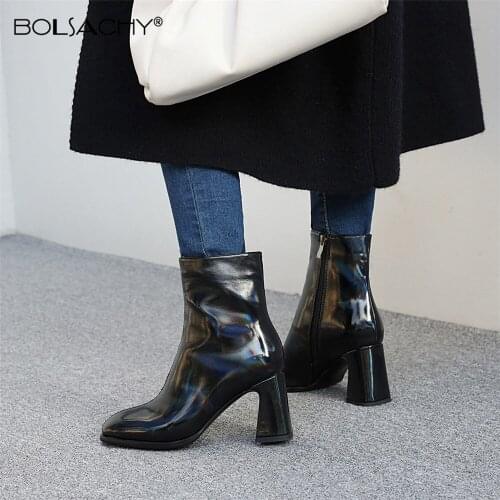 2021 Women Side Zipper Мартин сапоги Comfortable Mid Heel Ankle Boots Fashion Autumn Winter Shoes Botas de mujer Black Beige