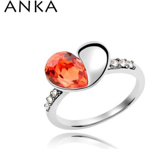 ANKA Hot Sale Rings Crystal Heart Shaped Ring Crystals from Austria four Colors Available Jewelry Valentines Day Gift #89065