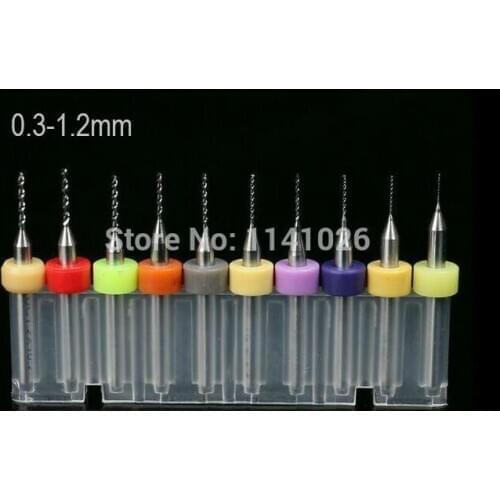 New hot 10pcs 0.3-1.2mm PCB Drill Print Circuit Board CNC Jewelry Set Work Rotary Tools Carbide Micro Drill Bit Tool Set