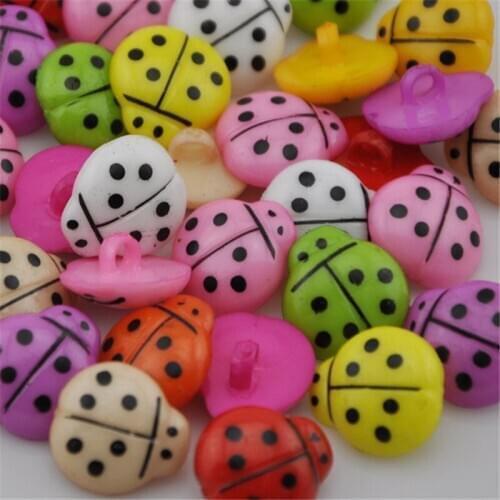 100pcs Mix 18mm Dots Ladybug plastic buttons Applique DIY Craft sewing PH01