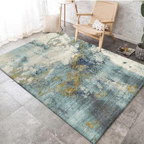 200*300cm Modern Blue and Yellow Abstract Ink Painting Living Room Bedroom Kitchen Bedside Carpet Floor Mat Customization