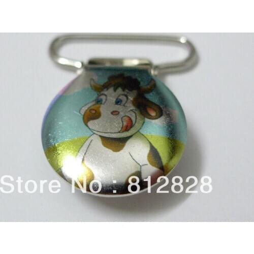 25pcs 1'' 25mm Enamel Cow Blue Tone Suspender Clips