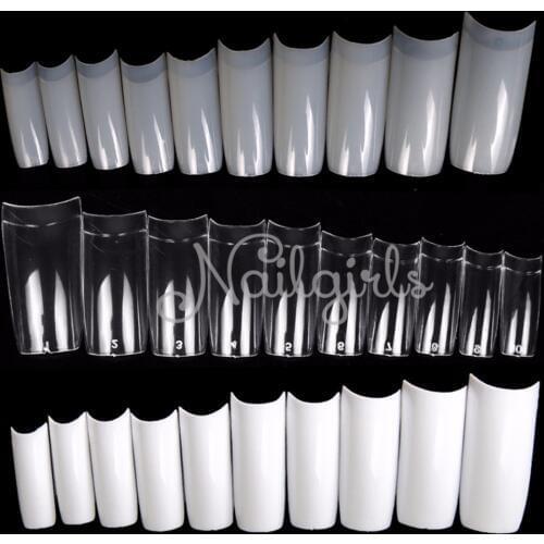 500PCS 10 Sizes White/ Clear /Natural False French Style Acrylic UV Gel Nail Tips Free Shipping