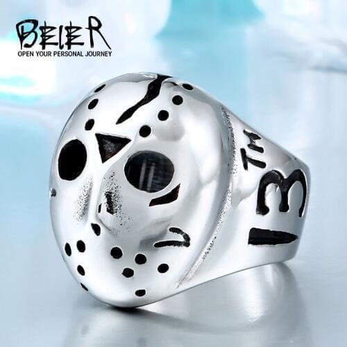 BEIER New Halloween Men Ring 316L Stainless Steel Biker Jason Voorhees Hockey Jewelry Factory Price BR8-052