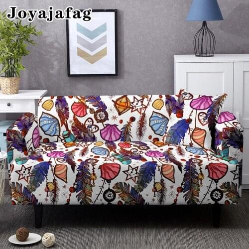 Bohemia Sofa Cover For Living Room Boho Psychedelic Feather Print Stretch Elastic Washable Couch Covers L Shape Slipcover