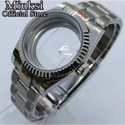 Miuksi 36mm/40mm case sapphire glass date window fit NH35 NH36 ETA2836 Miyota 8205 8215 821A Mingzhu DG2813 3804 movement