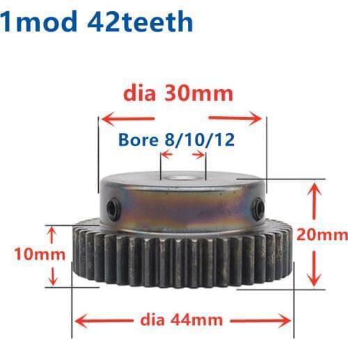 2pcs Mod 1 M=1 CNC Spur Gear pinion 42T 42Teeth Bore 8mm 10mm 12mm Straight Teeth positive gear steel gear rack transmission RC