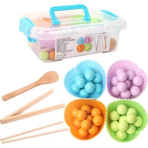 Kids Color Sorting Toys Montessori Educational Wooden Toys for Children Math Counting Games Clip Beads Preschool Sensory Toys