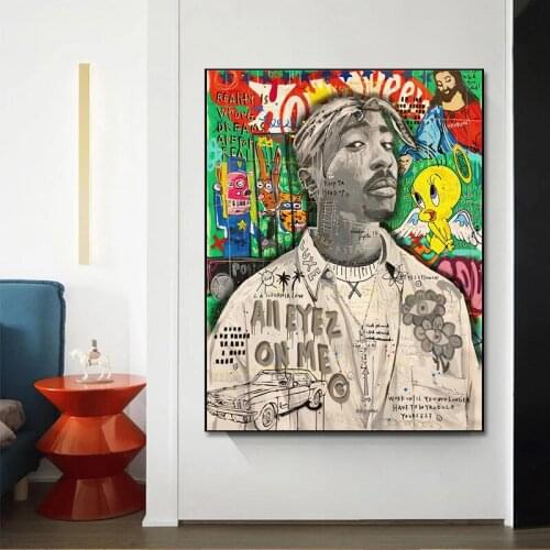 Graffiti Pop Art Singer Hip Hop Portrait Canvas Painting Posters Prints Street Wall Art Picture for Living Room Home Decoration