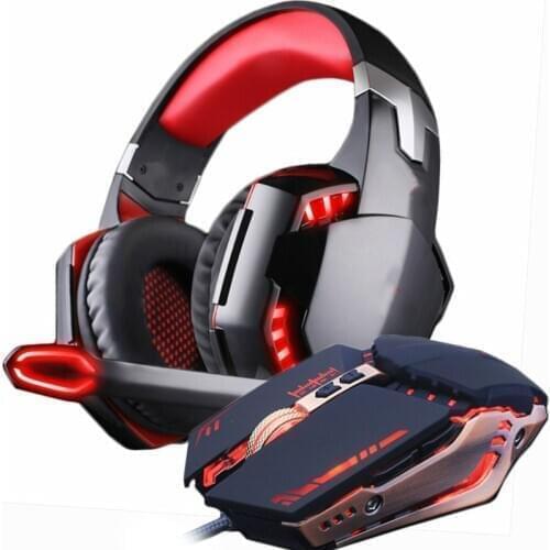Gaming Headset and Gaming Mouse 4000 DPI Adjustable Stereo Gamer Earphone Headphones + Gamer Mice LED Light Optical USB Wired