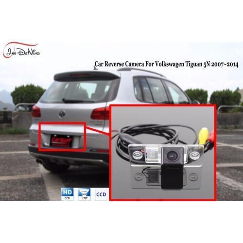 JanDeNing HD CCD Car Rear View Parking/Backup Reverse Camera/ License Plate Light OEM For VW Volkswagen Tiguan 5N 2007-2014