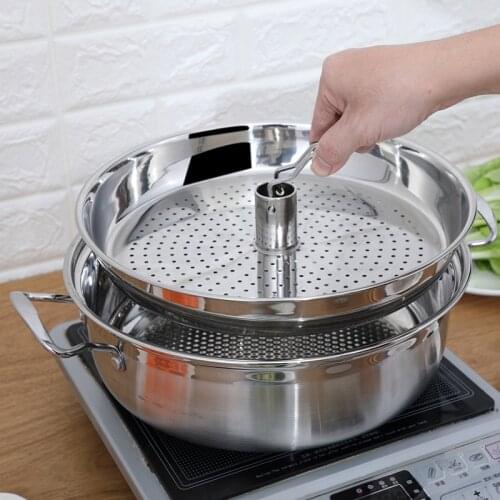 Thickened Single-bottom Sauna Pot Stainless Steel Seafood Steam Pot 28-30-32CM Gas Induction Cooker Dual-purpose Steamer