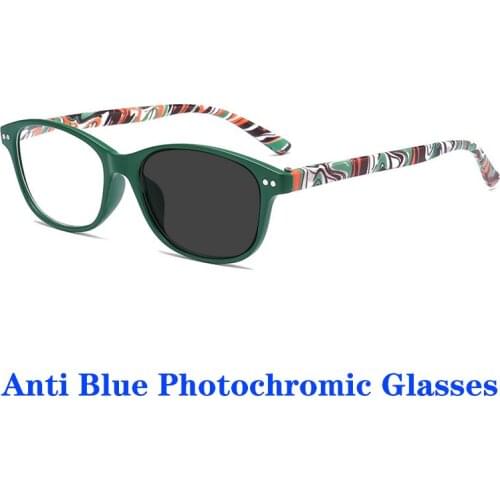 Classic Retro Anti Blue Photochromic Glasses High Quality Comfortable Durable Rectangular Eyeglasses Frame Computer Glasses