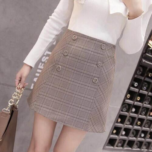 Summer women clothing Chic mini students skirts ins style A-line women skirts plaid one-step korean summer easy match slim skirt