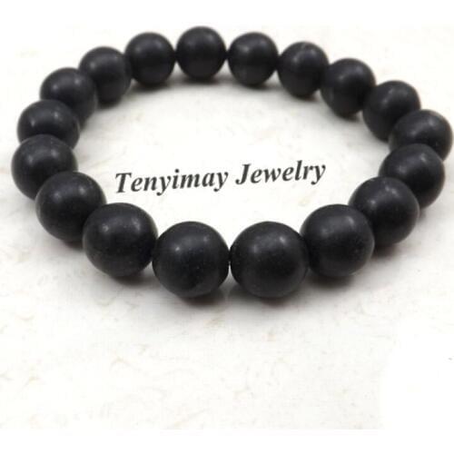 Hiphop Fashion Bracelet 10mm Black Turquoises Bead Stretchy Bracelet 12pcs/Lot Free Shipping