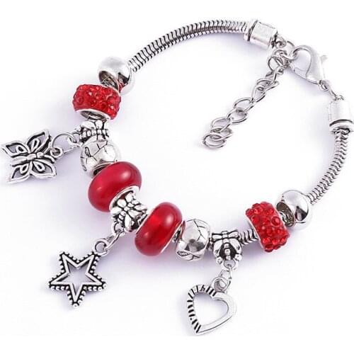 CHENFAN fashion trendy ethnic style bracelet for women large hole beaded bracelets five-star pendant bracelet DIY jewelry female