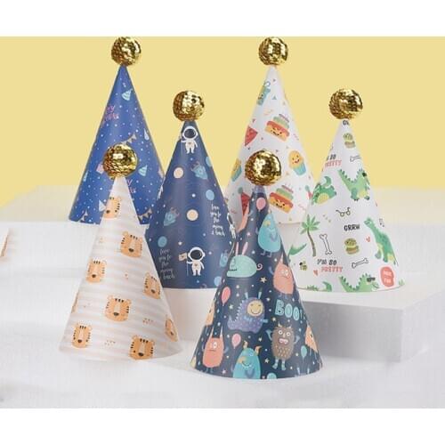 Cartoon Monster Dinosaur Astronaut Birthday Caps DIY Birthday Hat Adult Kids For Baby Shower Birthday Party Festival Decorations