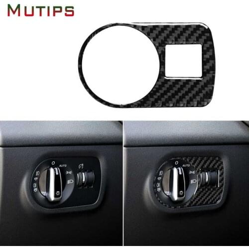 Mutips car headlight switch cover carbon fiber sticker trim frame interior moulding for Audi TT 8n 8J MK1 Mk2 Mk3 TTRS 2008-2014