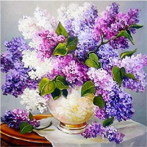 30x30cm 5D Flower Vase Cross Stitch DIY Craft Full Drill Round Diamond Painting Home Decor Mosaic Embroidery Diamond Drawing